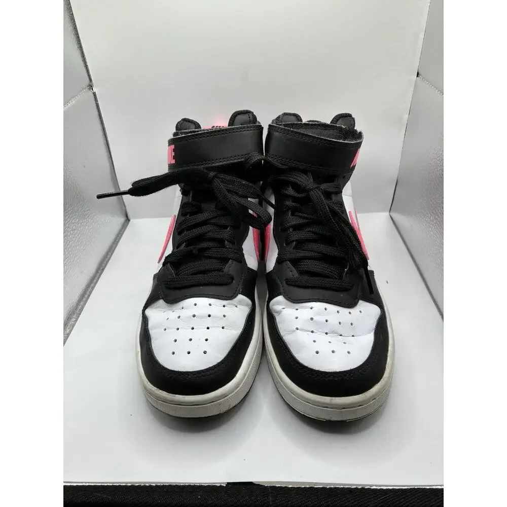Nike Court Borough Mid 2 GS Sz 5Y White Black Pink Hi Top Sneakers Womens 6.5
